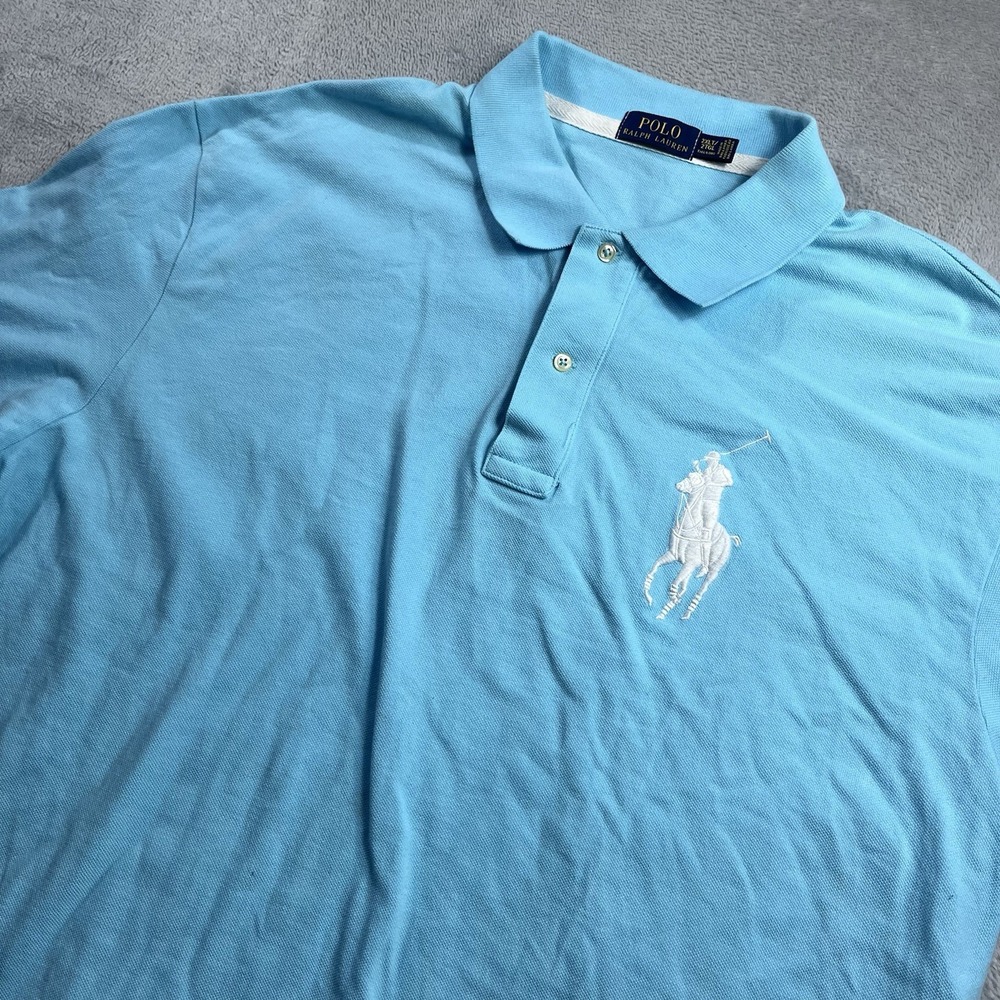 Polo Ralph Lauren Polo Shirt Mens 2XLT Blue Big Pony Number 3 Tall Golf Pique